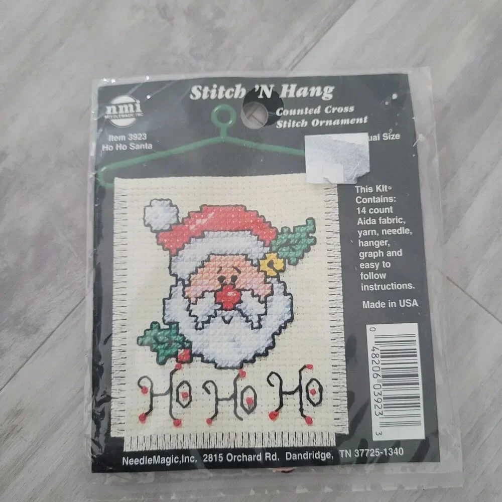 Needle Magic Stitch 'N Hang Cross Stitch Ornament Kit HO HO HO Santa 3923